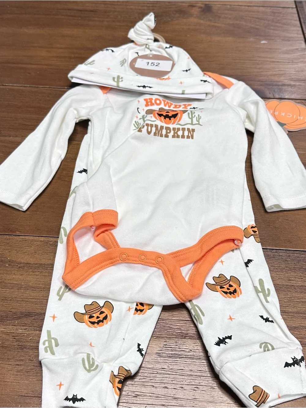 Chick Pea Baby 3-Piece “Howdy Pumpkin” Halloween Outfit Set 3-6 Months NWT